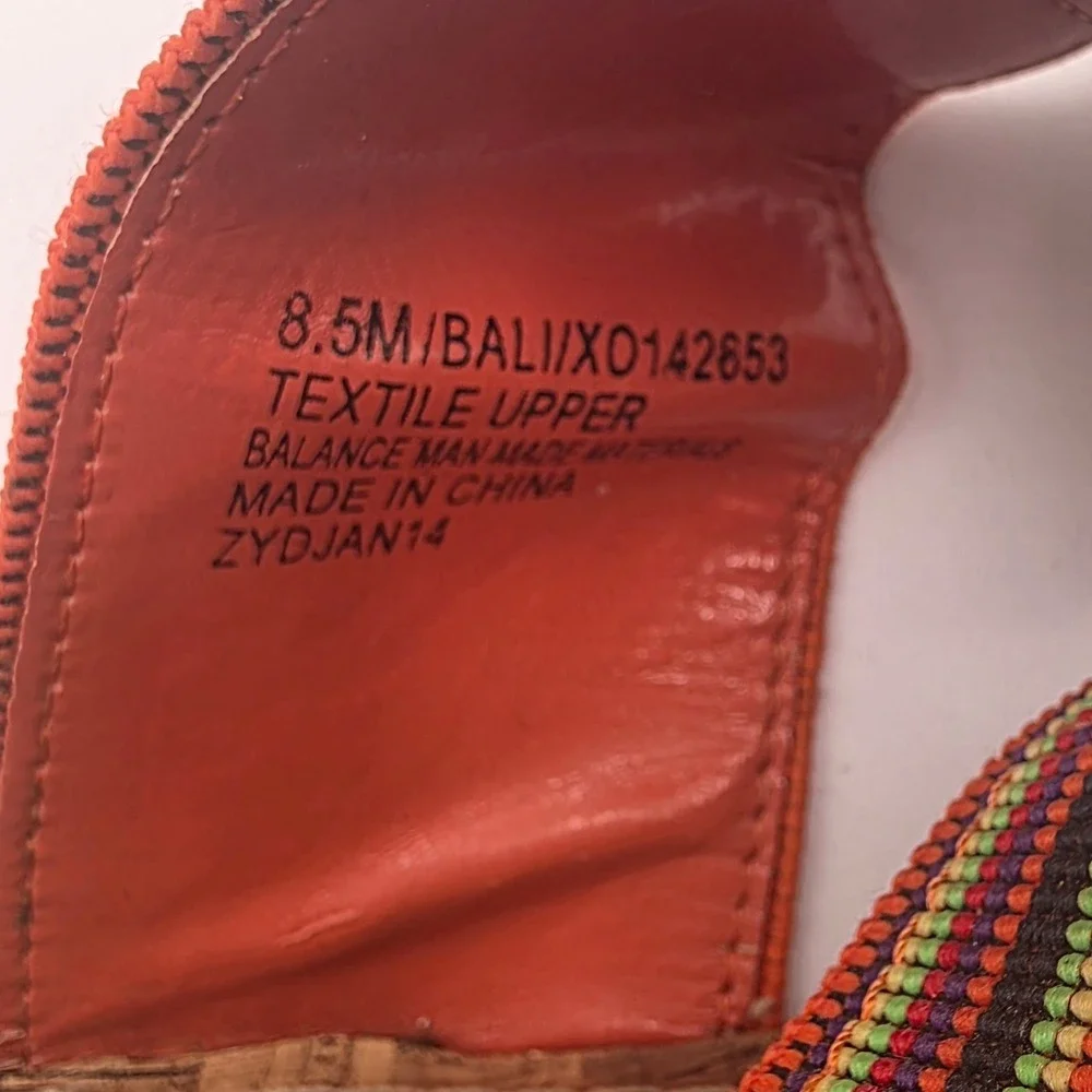 XOXO Bali Women's 8.5M Striped Cork Wedge Sandal Multi Color Platform Slide